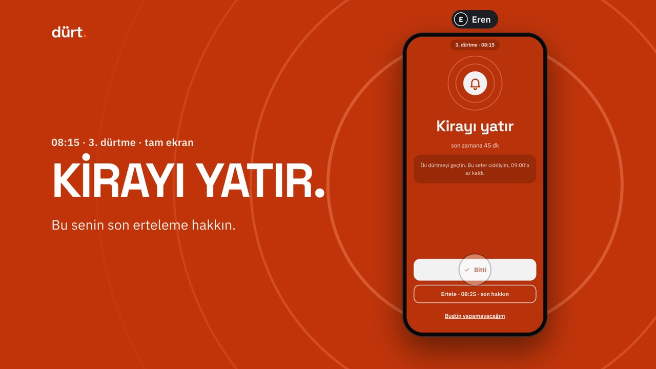 Videodan bir kare: 3. dürtme, tam ekran, KİRAYI YATIR.